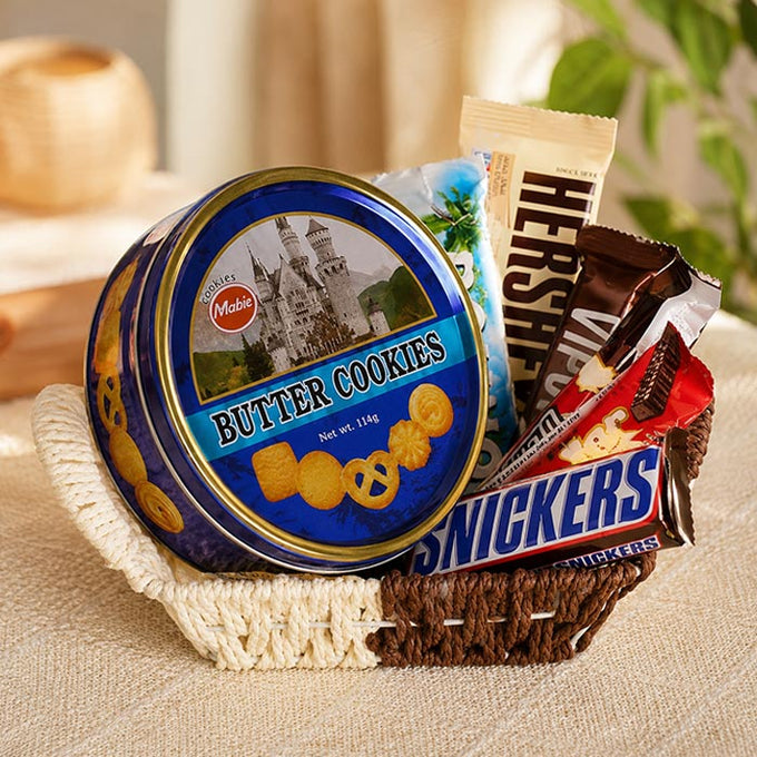 Cookies Tin with Assorted Chocolate Basket