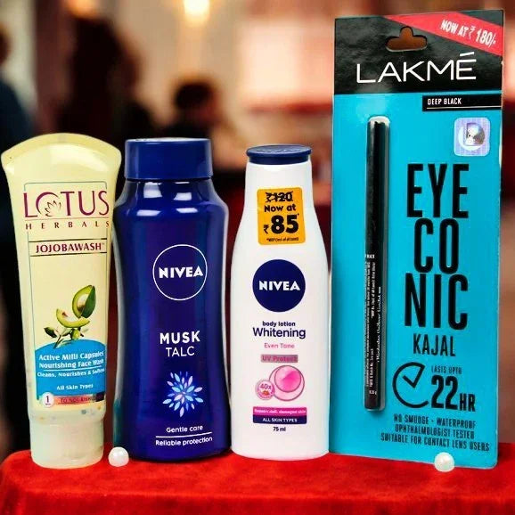 Beauty Care Hamper with Lotus Face Wash, Nivea Talc & Lakme Kajal