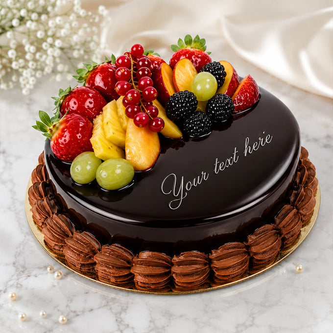 Chocolate Fruit Cake 1 Kg with Fresh Fruit Topping - Cake Delivery in Kalyani