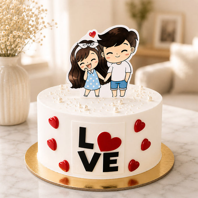 Cute Couple Love Cake Topper Cake - Cake Delivery in Kalyani