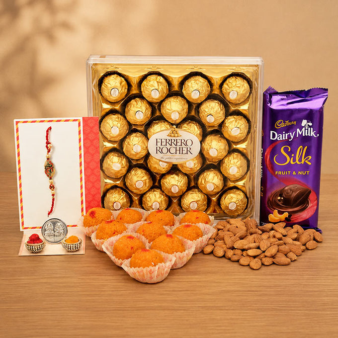 Dairy Milk Almond With Motichoor Ladoo Rakhi Hamper