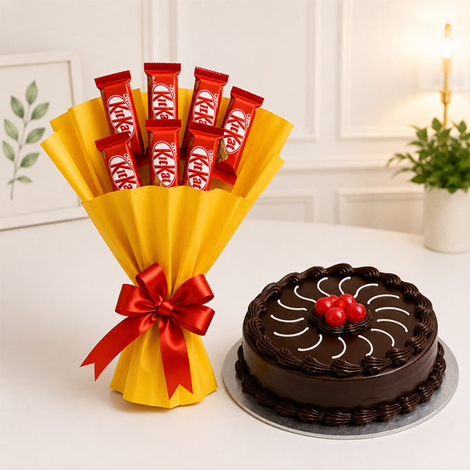 Kit Kat Chocolate Bunch with Half Kg Truffle Cake