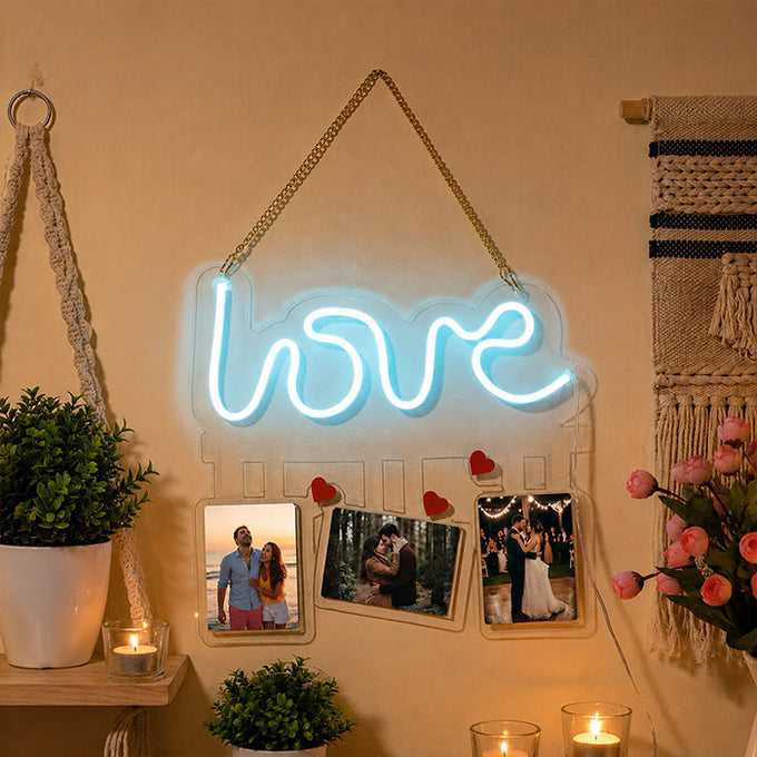 Love Neon Photo Display Wall Hanging - Personalized Gift in GiftsGhaziabad