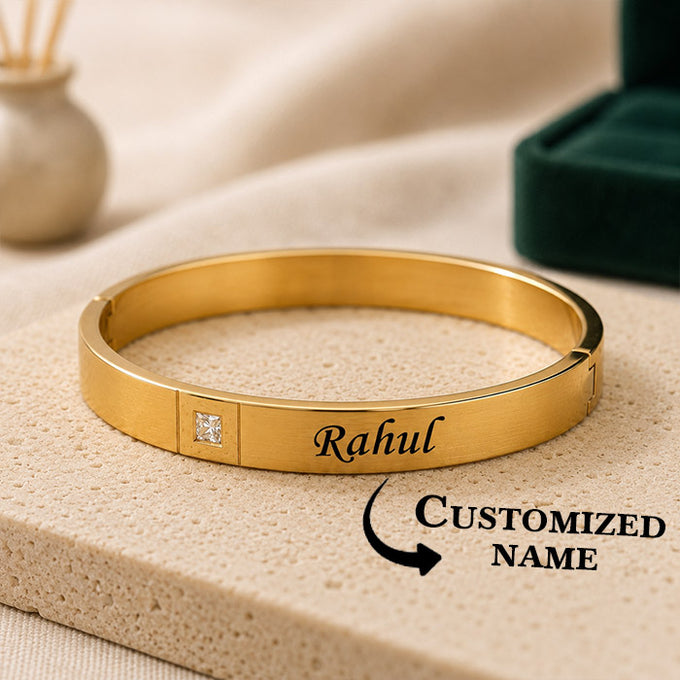 Personalized Engraved Bracelet with Crystal Accent - Personalized Gift in GiftsGhaziabad