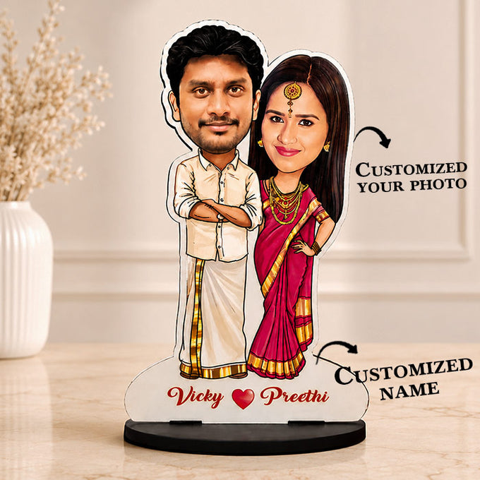 Personalized Caricature Gift for Couple with Name - Anniversary Gift in Dehradun