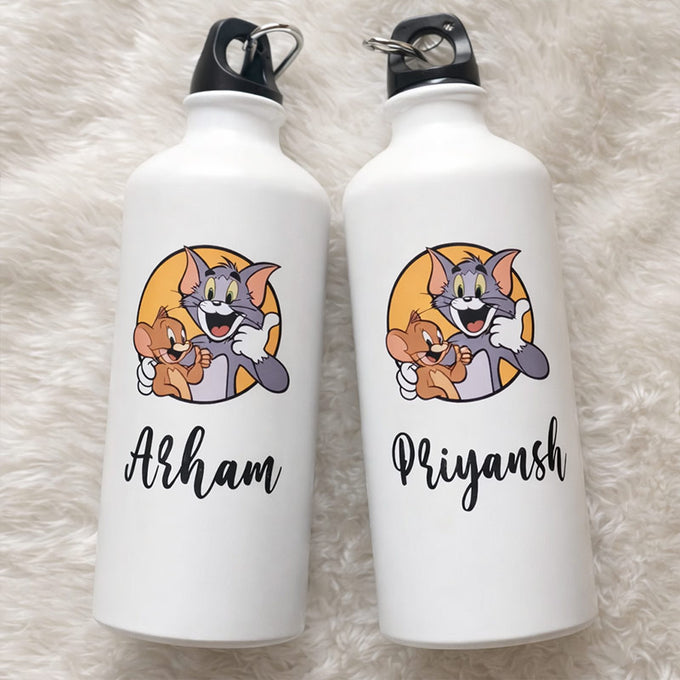 Personalized Tom & Jerry Printed White Aluminium Sipper Bottle 750 ml