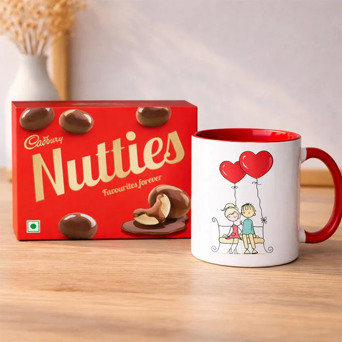 Cadbury Nutties Chocolate with Love Couple Mug – Sweet Gift Combo - Personalized Gift in GiftsGhaziabad