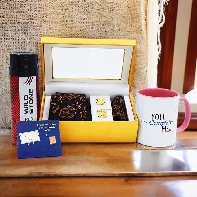 Classy Combo of Love Mug Deo and Cufflink Set