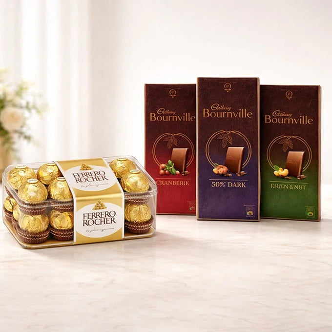 Cadbury Bournville Dark Chocolate Bars with 16 Ferrero Rocher Gift Pack