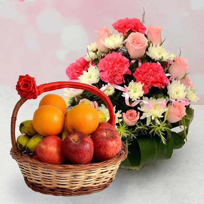 Flower Basket & Fruits - Flower Delivery in GiftsGhaziabad