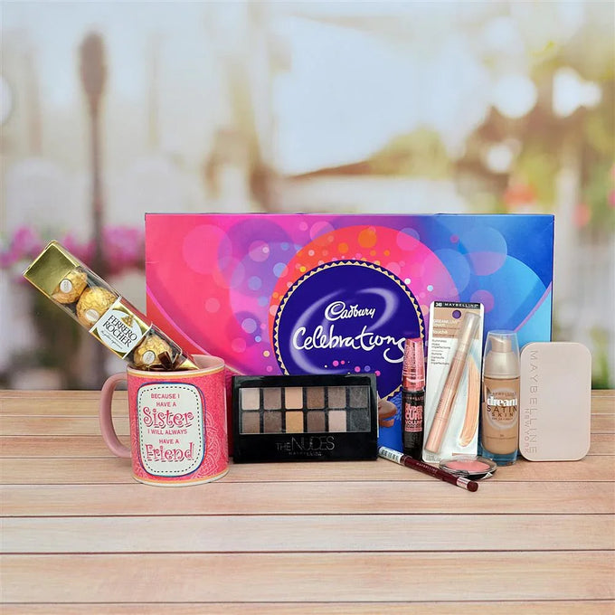 Maybelline Cosmetics Gift Set with Chocolates & Mug