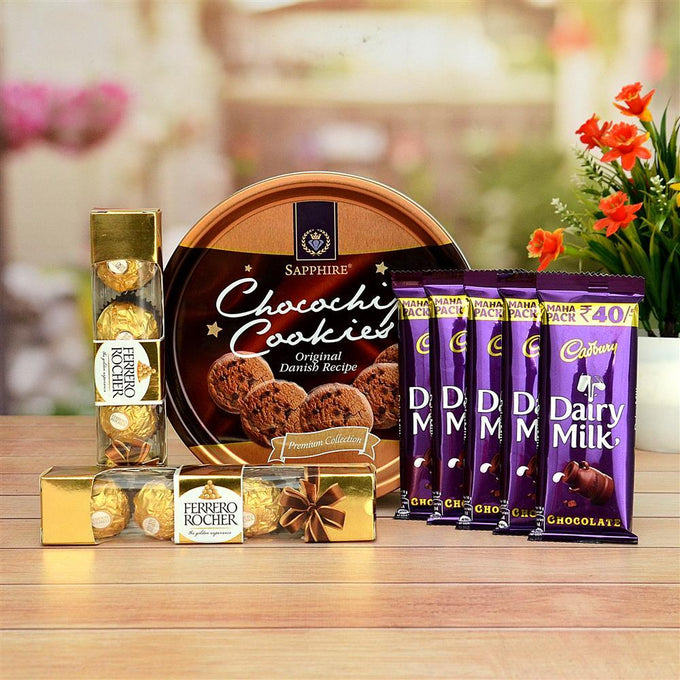 Sapphire Chocochips Cookies with Dairy Milk & Ferrero Rocher