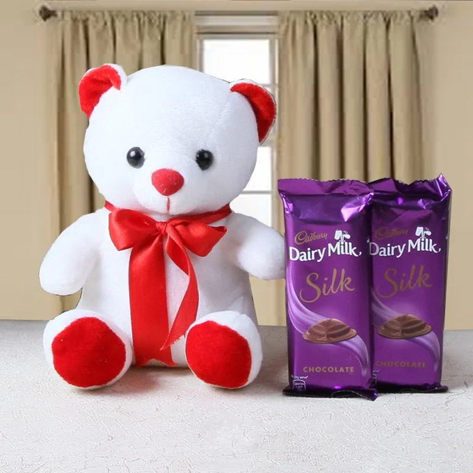 12 Inch Teddy Bear with 2 Dairy Milk Silk Chocolates
