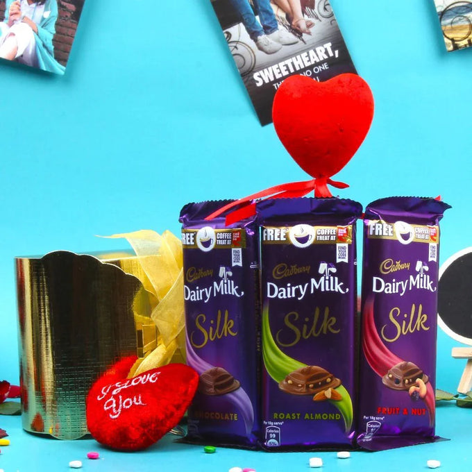 Cadbury Dairy Milk Silk Trio Gift Box with Heart Plush