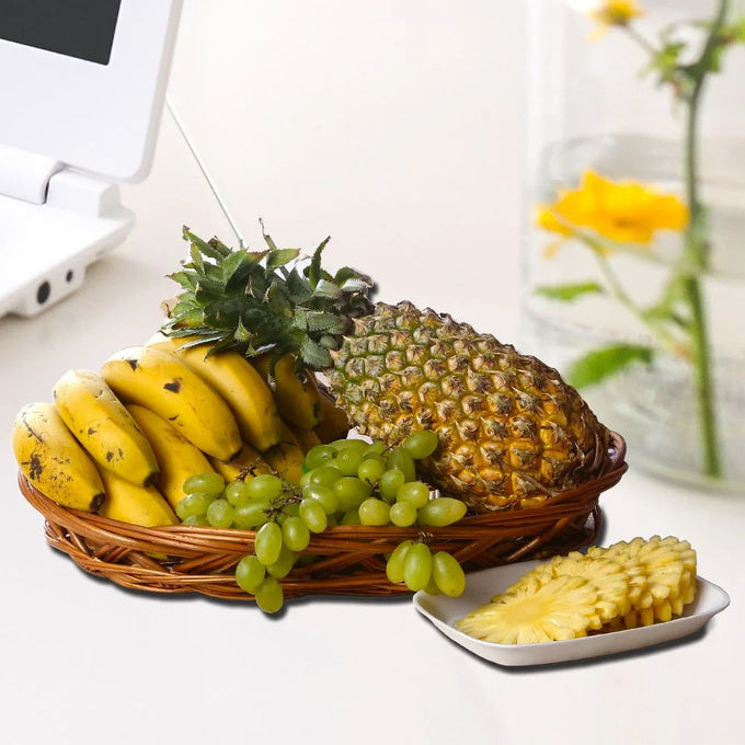 Fresh Fruit Basket with 1 Dozen Bananas, Pineapple & Grapes - Flower Delivery in GiftsGhaziabad