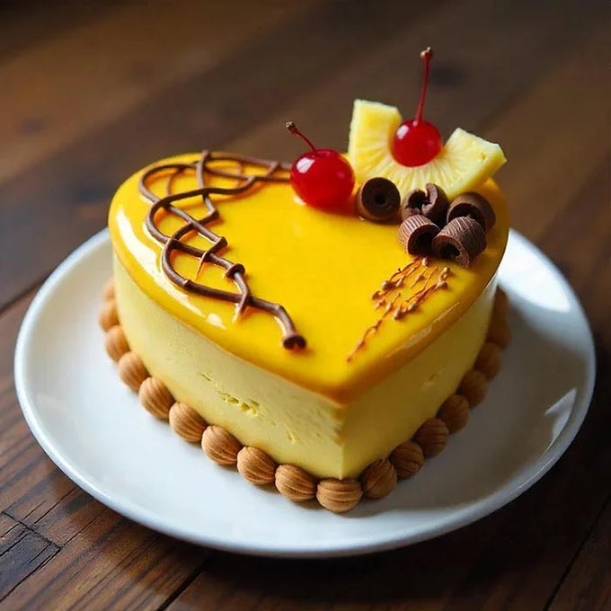 Pineapple Heart Shape Cake One Kg - Cake Delivery in Kalyani