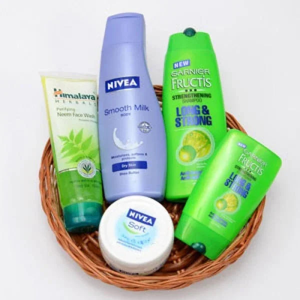 Nivea Garnier Himalaya Skincare Hamper in Cane Basket - Cosmetics for Men Gift for Men