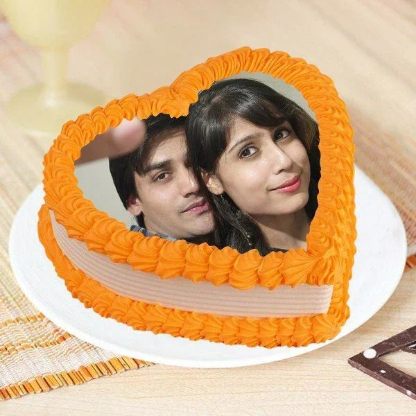 Forever Yours 1 Kg Heart Shape Pineapple Photo Cake - Cake Delivery in GiftsGhaziabad