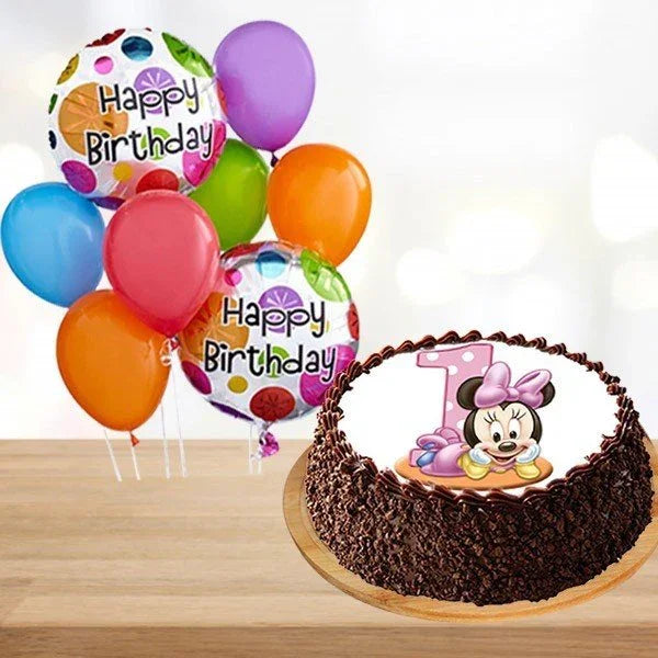 Chocolate Photo Cake & 7 Birthday Balloons - Cake Delivery in GiftsGhaziabad