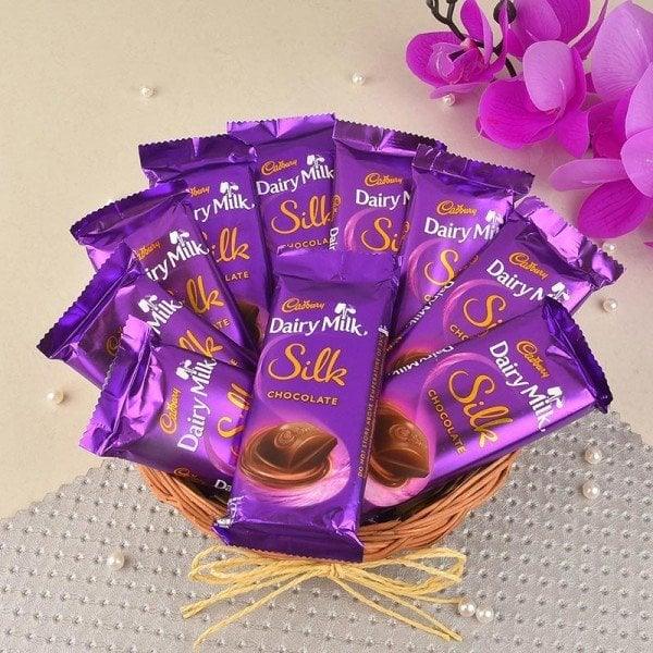 Cadbury Dairy Milk Silk Chocolate Basket with 10 Bars