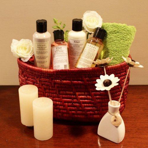 Khadi Herbal Spa Gift Basket with Body Care Essentials
