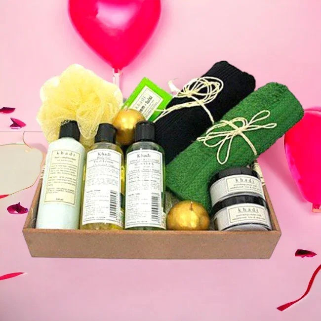 Khadi Wellness Gift Hamper with Skincare Essentials & Towels