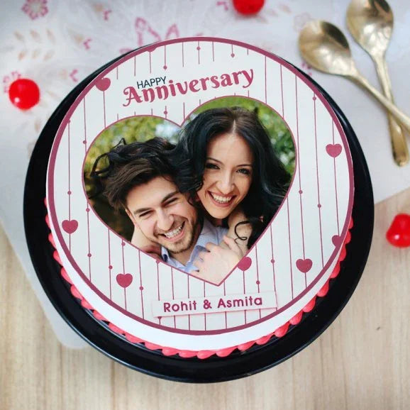 Personalized Chocolate Anniversary Photo Cake 1 Kg - Cake Delivery in GiftsGhaziabad