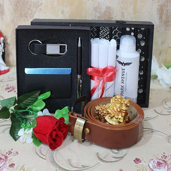 Executive Men's Gift Hamper with Wallet Set, Belt & Park Avenue Deo - Accessories Gift for Men