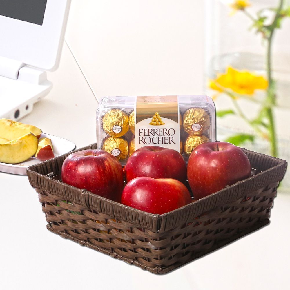 Apples Basket with Ferrero Rocher Chocolates