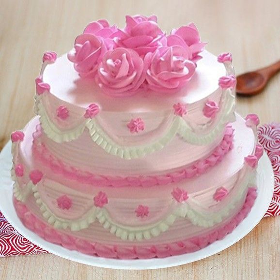 Two Tier Strawberry Cake