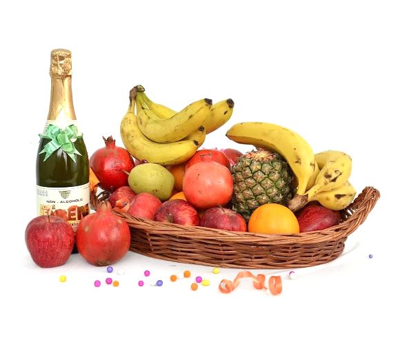 Mesmerising Basket with Fruit Champagne