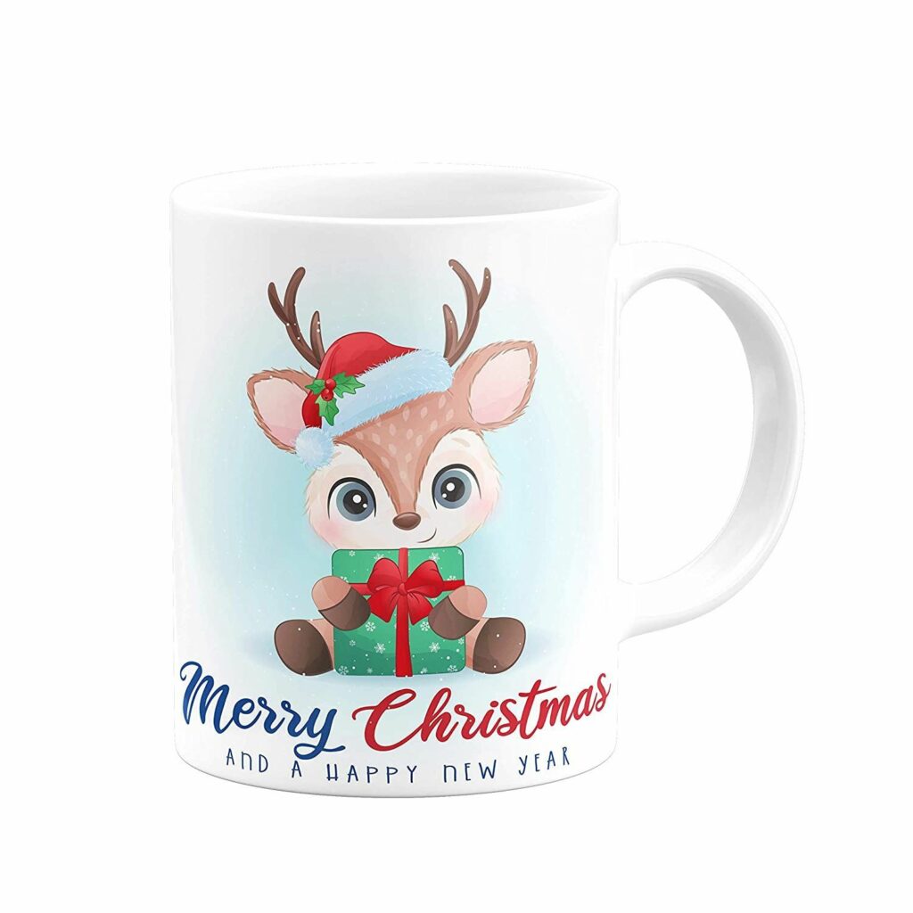 Santa Claus Reindeer Wishing Merry Christmas Mug