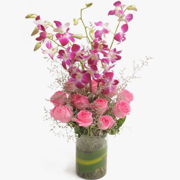 Pink Roses Vase Arrangements