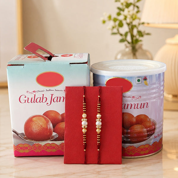 1 Kg Gulab Jamun with 2 Rakhi Gift Combo