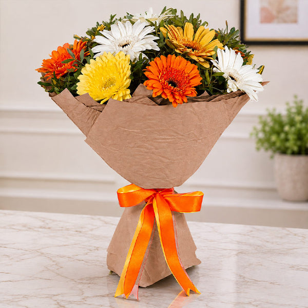 12 Mixed Gerberas Flower Bouquet