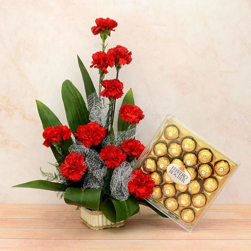 Red Carnations and Rocher