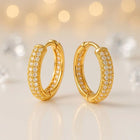18k Rose Gold Plated Fancy Stylish Copper Zircon Bali Earrings for Women & Girls customer review image