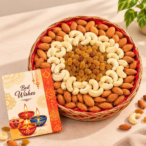 1kg Mix Dry Fruits Gift Basket for Diwali Online Gift Delivery
