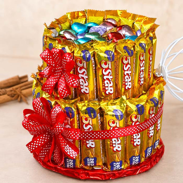 2 Layer Five Star Chocolate Arrangement with Homemade Chocolate Topping