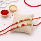 2 Golden and Red Beaded Designer Pearl Rakhis customer review image