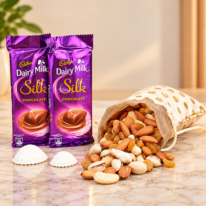 250 gm Mixed Dry Fruits with 2 Silk Chocolates
