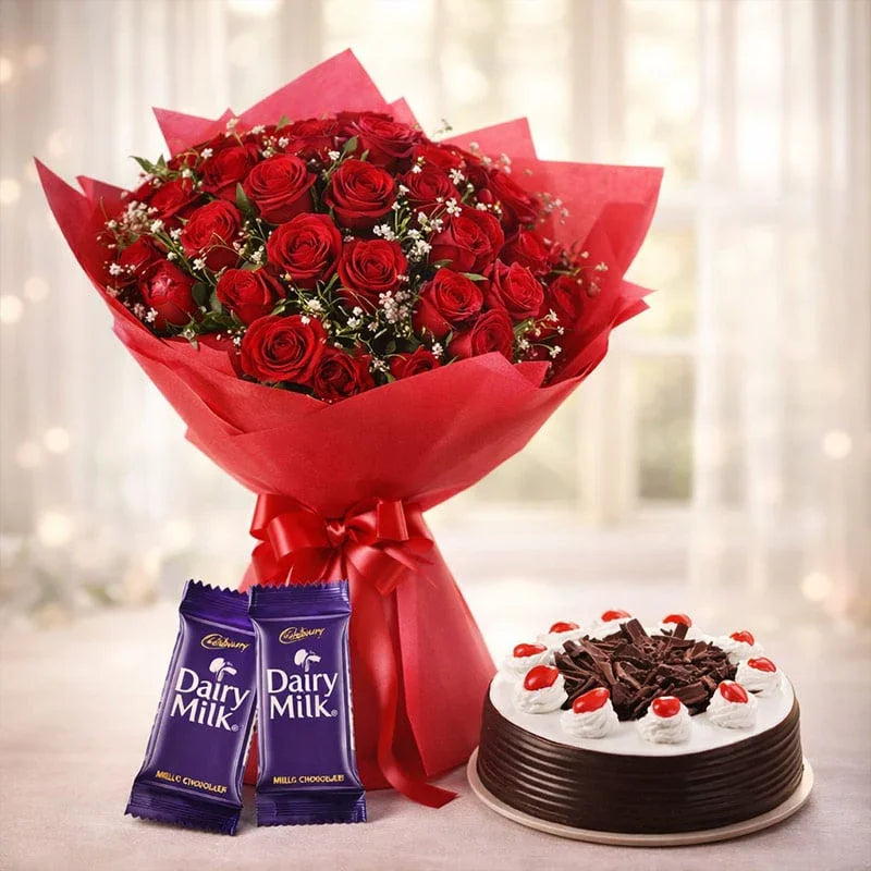 30-Red Blooms With Choco Treats