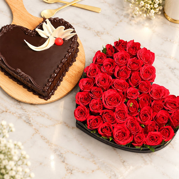 35 Red Roses with 1 Kg Chocolate Cake