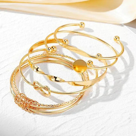 5 Latest Stylish Multilayer Gold Plated Bangle Bracelet for Women and Girls 