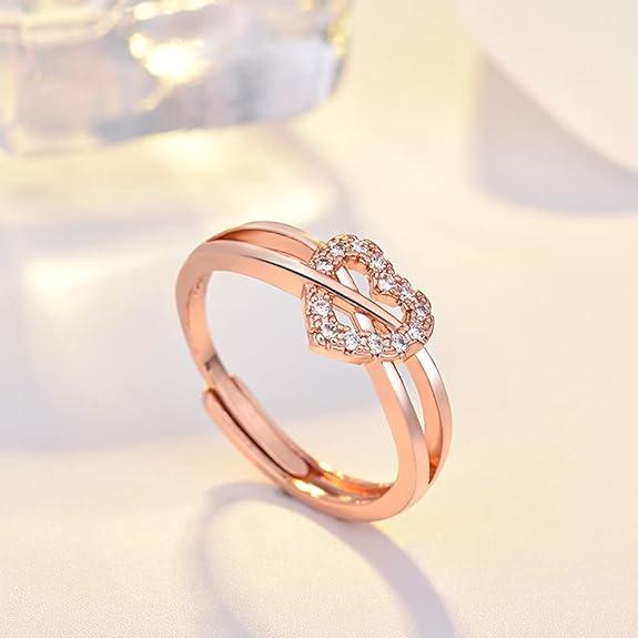 Latest Stylish Rose Gold Plated Adjustable Solitaire Ring for Women and Girls