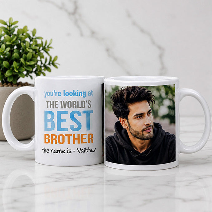 Personalized Photo White Ceramic Brother Mug