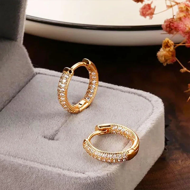 18k Rose Gold Plated Fancy Stylish Copper Zircon Bali Earrings for Women & Girls