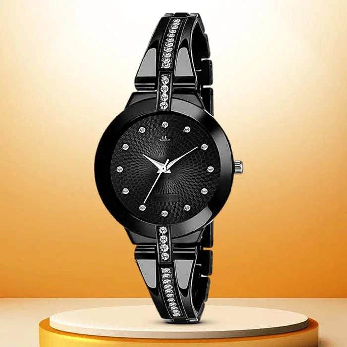 Analogue Round Studed Dial with Silver Bracelet Strap