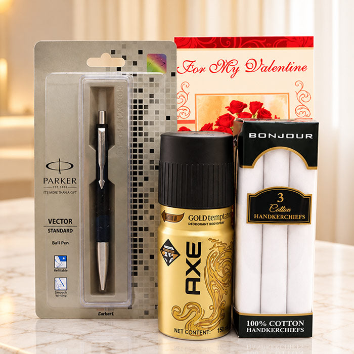 Axe Deodorant with Parker Vector Pen & Bonjour Handkerchief Gift Set