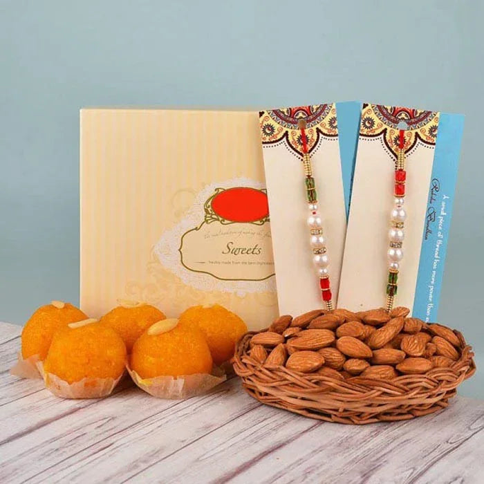 Motichur Laddoo with Almonds Rakhi Hamper